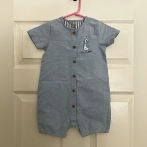 M&S Beatrix Potter Blue Stripe Baby One-Piece Bodysuit - 9-12 Months
